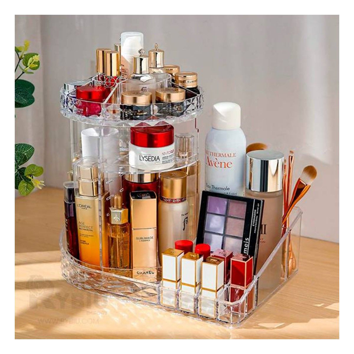 RYBIU IMPORT - Soporte Compacto Makeup Base Cuadrada Y+Banderitas Adhesivas