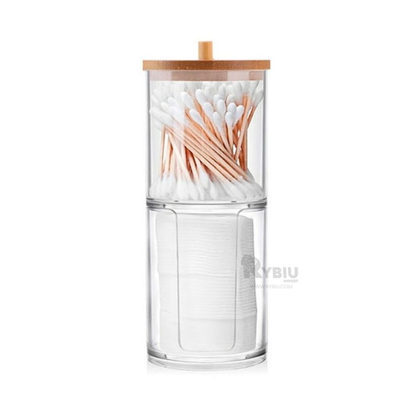 RYBIU IMPORT - Dispensador de Acrilico con Tapa de Madera Transparente