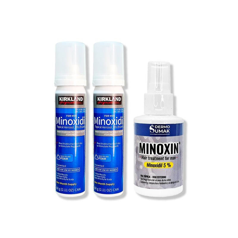 GENERICO - 2 Minoxidil Espuma Kirkland + LOCIÓN MINOXIN 60ML
