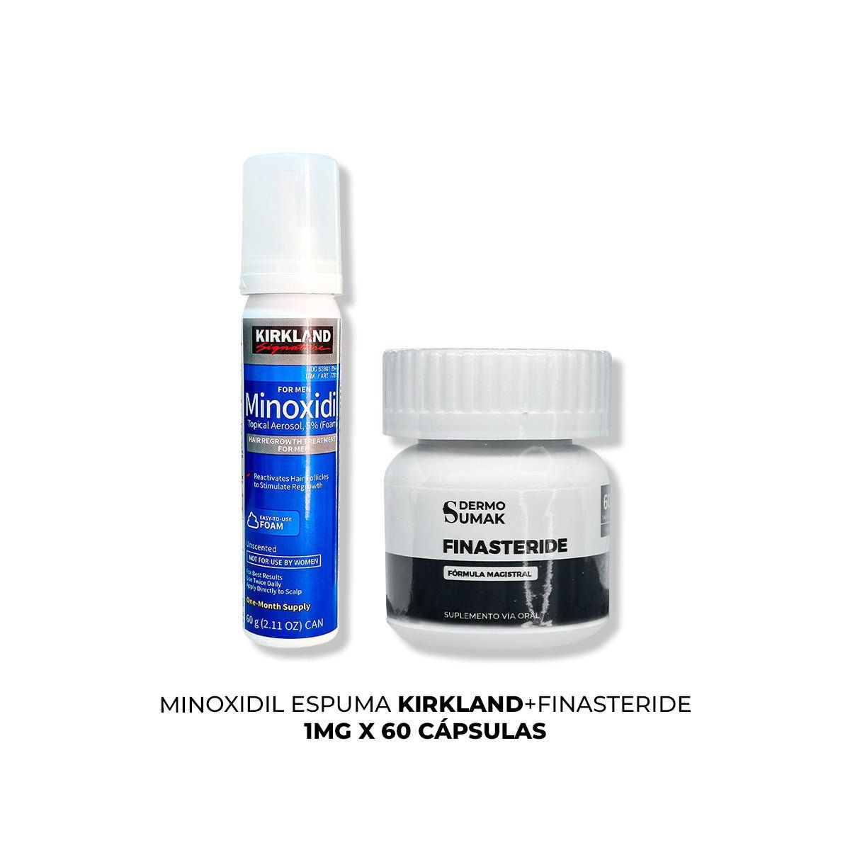 GENERICO - Minoxidil Espuma Kirkland + Finasteride 1mg x 60 Cápsulas