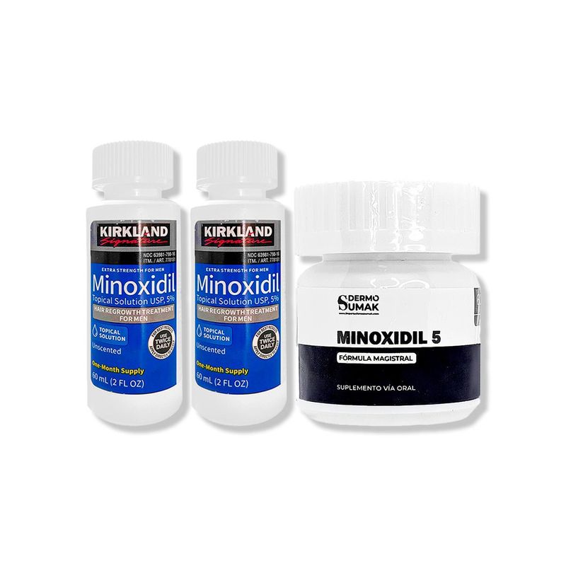 GENERICO - 2 Minoxidil Líquido Kirkland + MINOXIDIL 5MG 60 CÁPSULAS
