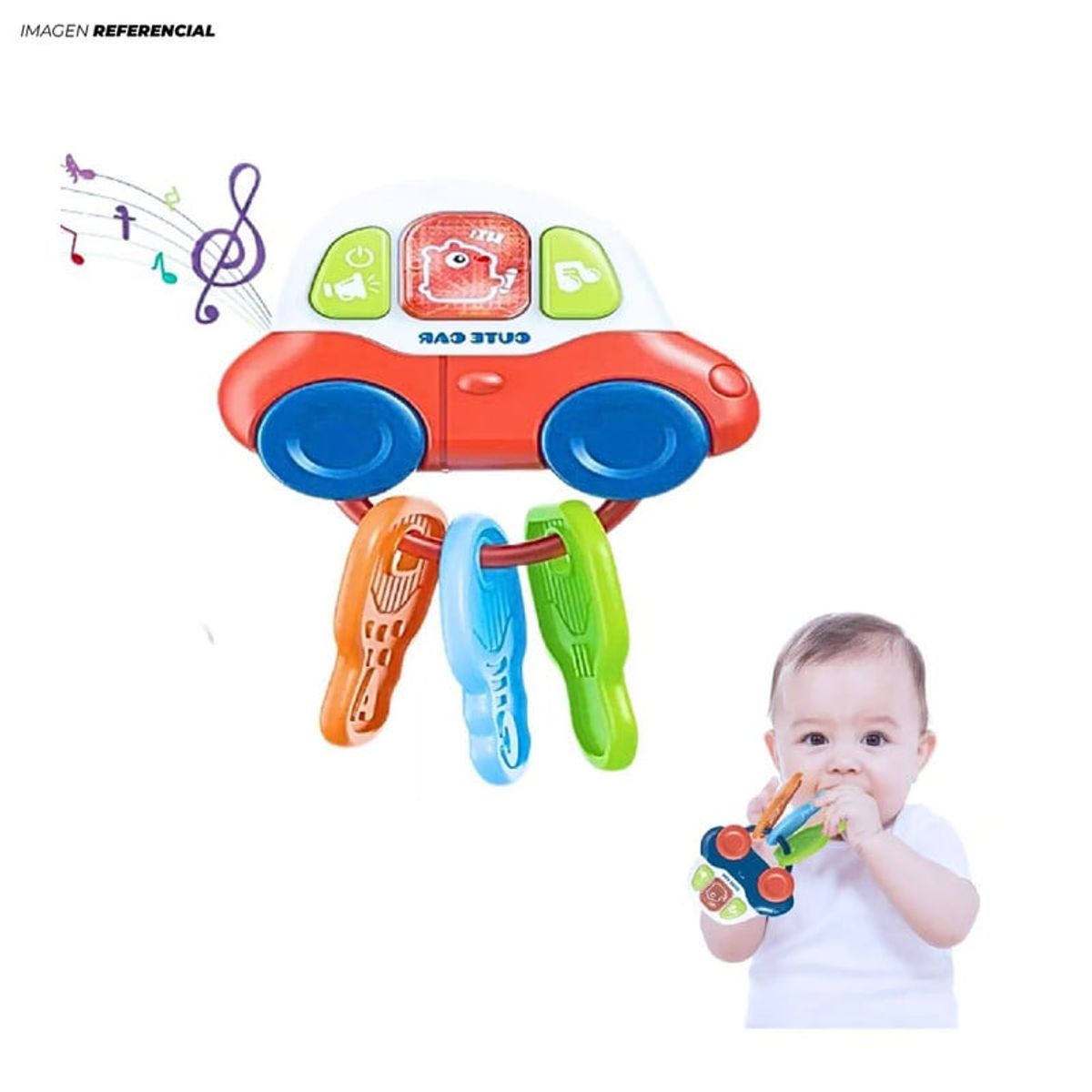 GENERICO - Juguete Mordedor Llavero Carro Rojo