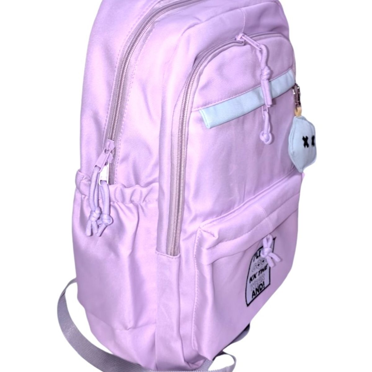 GENERICO - Mochila Kawaii porta laptop con llavero muñequito y pines