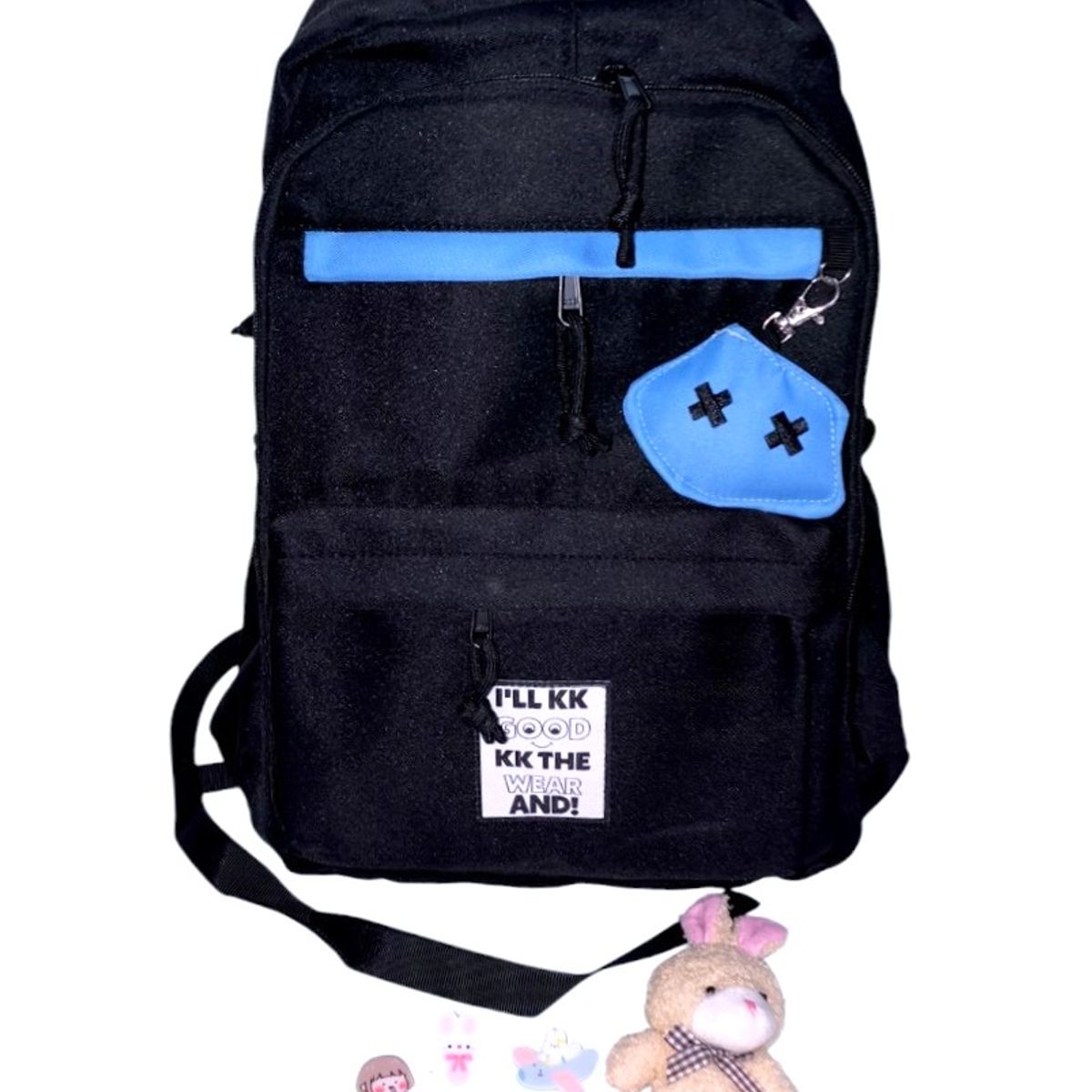 GENERICO - Mochila Kawaii porta laptop con llavero muñequito y pines