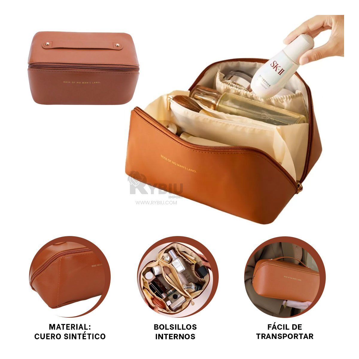 RYBIU IMPORT - Cosmetiquero para Viaje Practico en Marron Y+Gift MiniAgenda