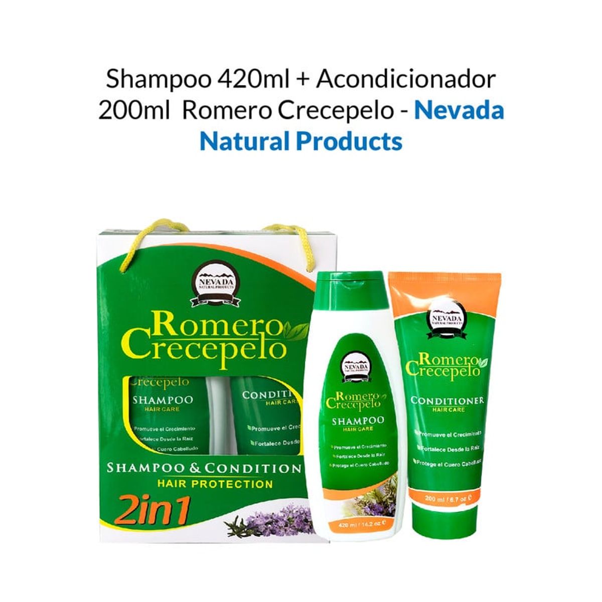 GENERICO - Shampoo 420 Ml + Acondicionador 200 Ml - Romero Crecepelo_.