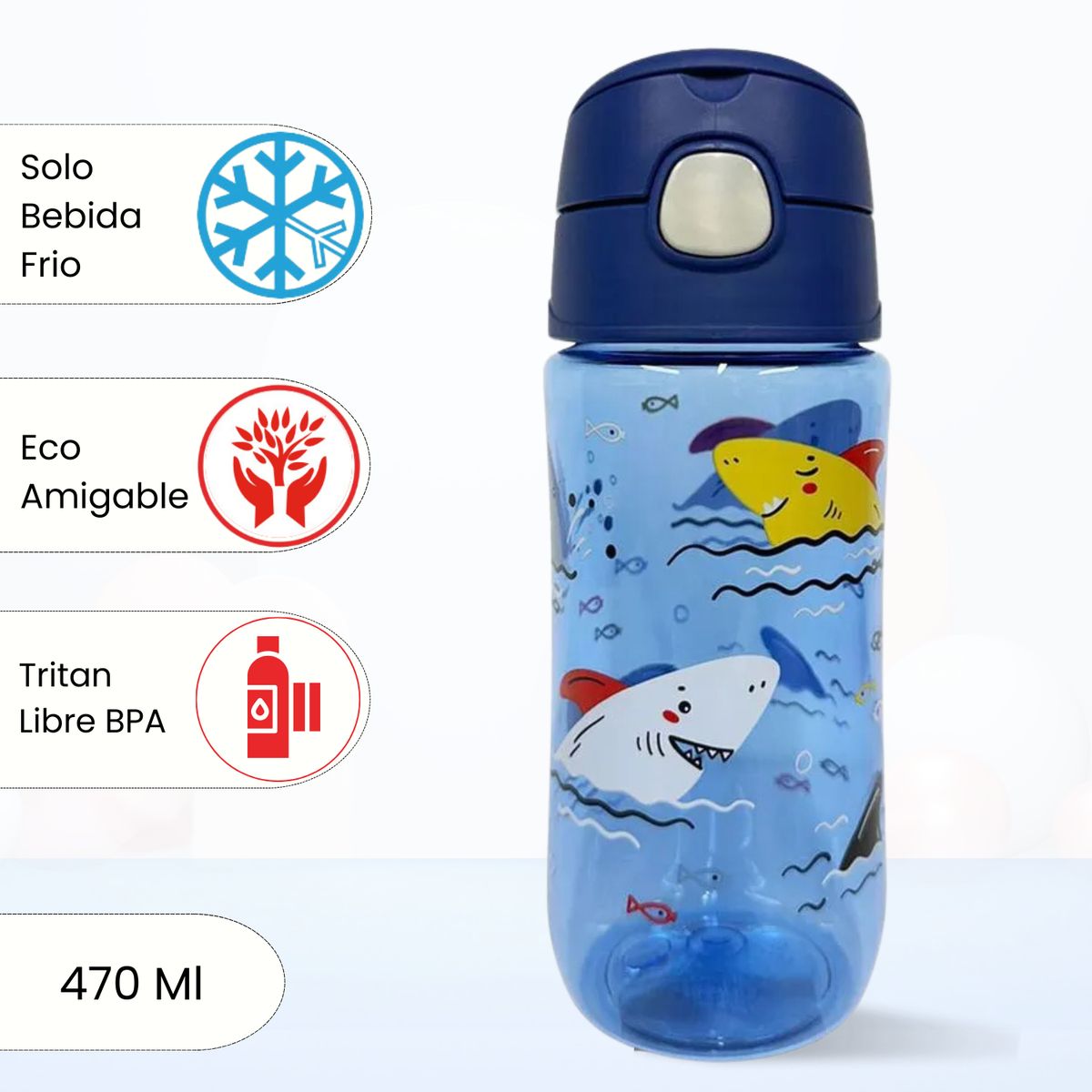 THERMOS - Tomatodo para niños Con Diseño Tiburon 470 Ml