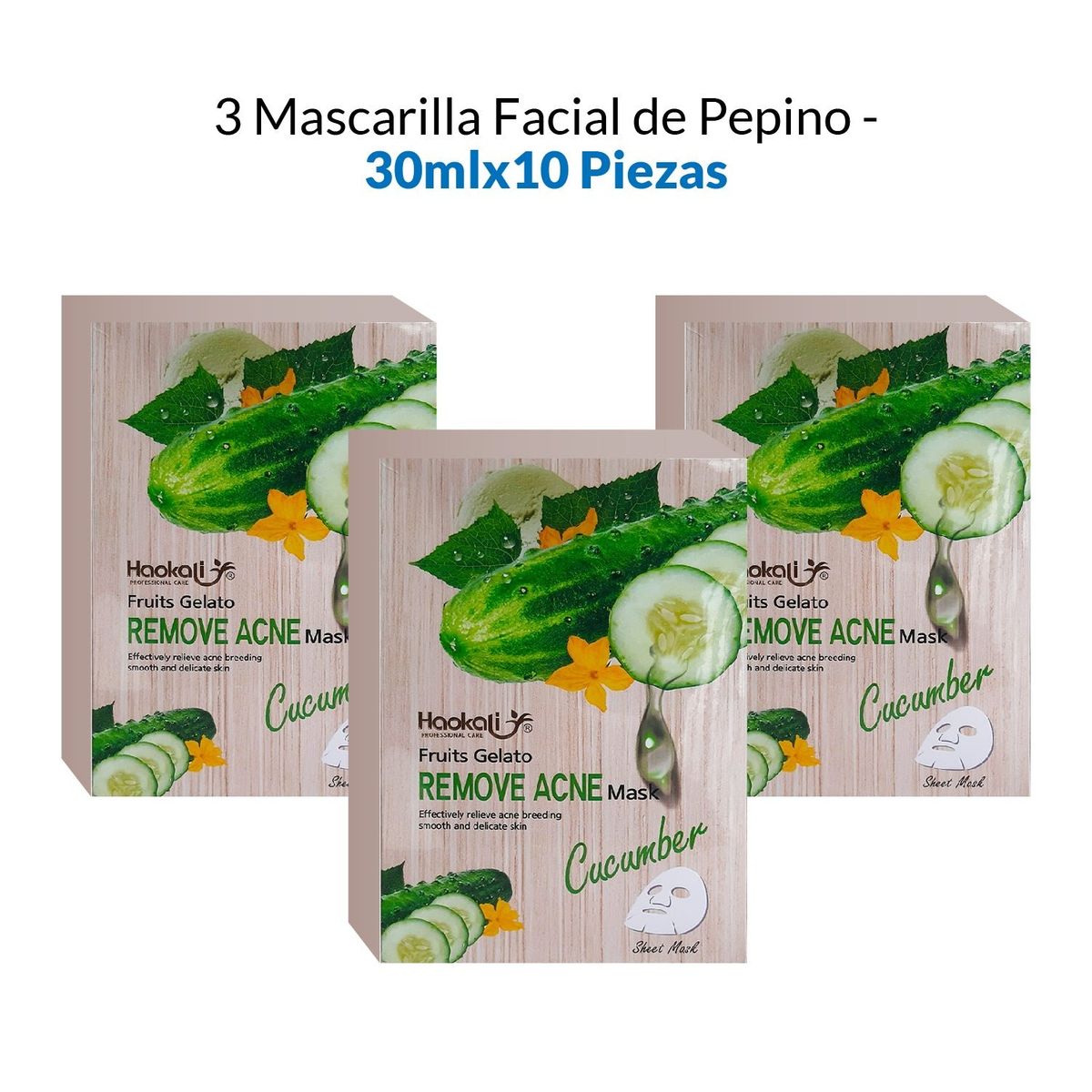 GENERICO - 3 Mascaras Faciales Blanqueadoras De Pepino 30Mlx10 Piezas
