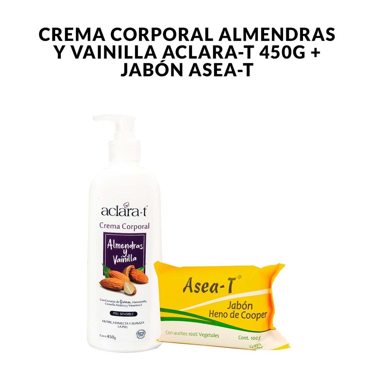 GENERICO - Crema Corporal Almendras Y Vainilla Aclara-T 450G + Jabón Asea-T