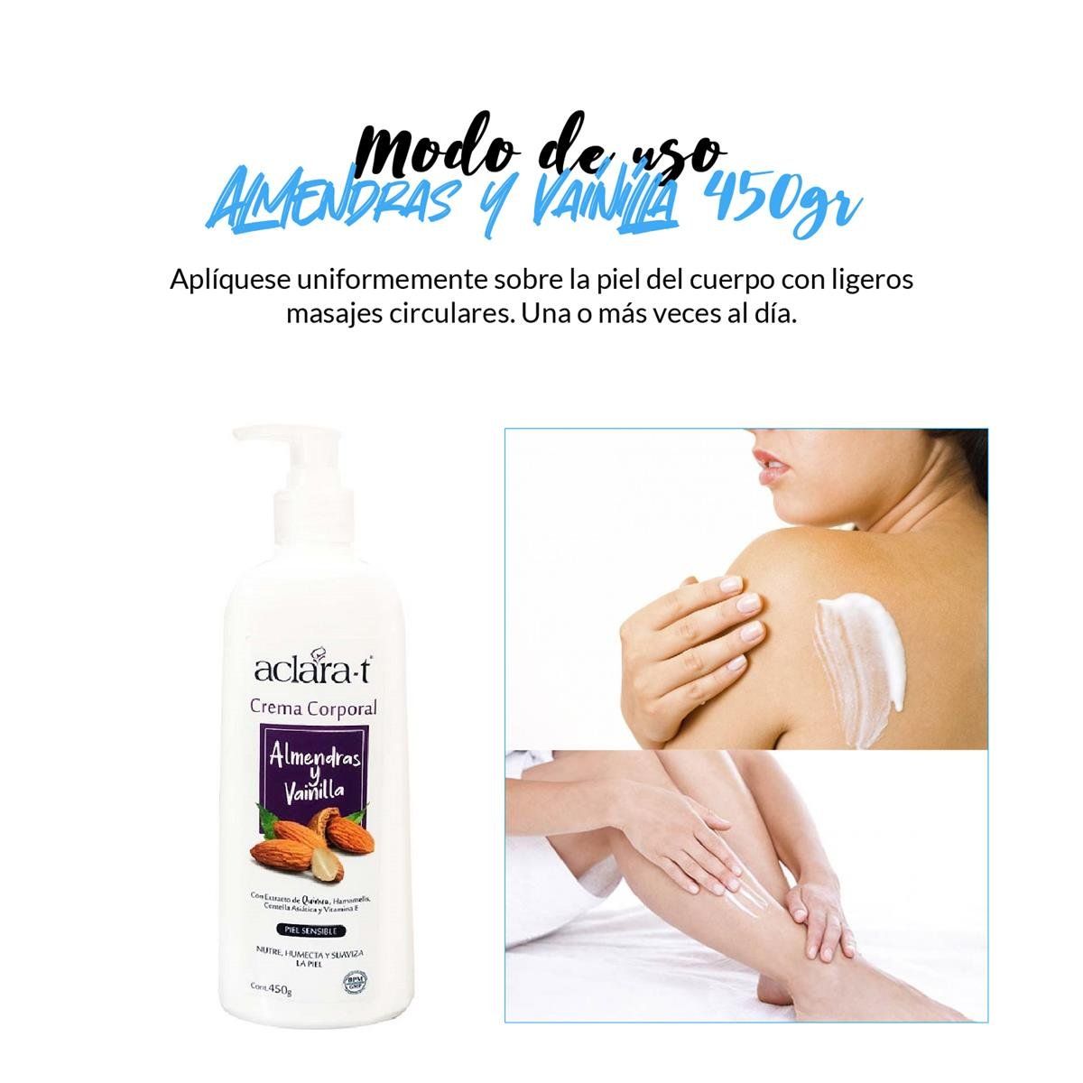 GENERICO - Crema Corporal Almendras Y Vainilla Aclara-T 450G + Jabón Asea-T