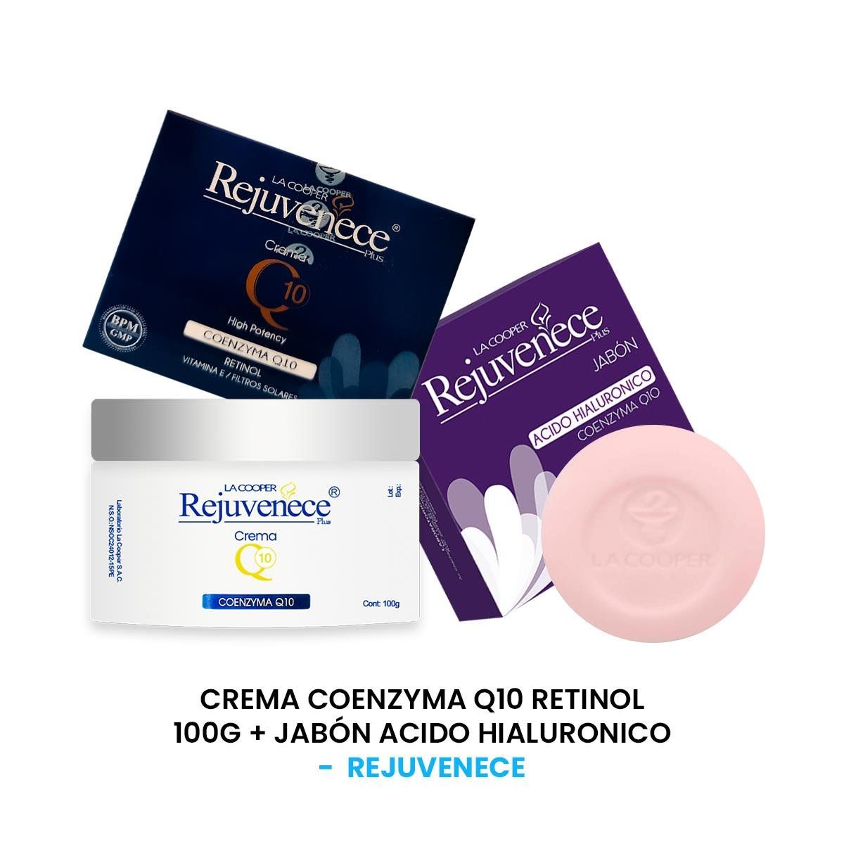 GENERICO - Crema Rejuvenece Coenzyma Q10 Retinol 100G + Jabón Acido Hialuronico