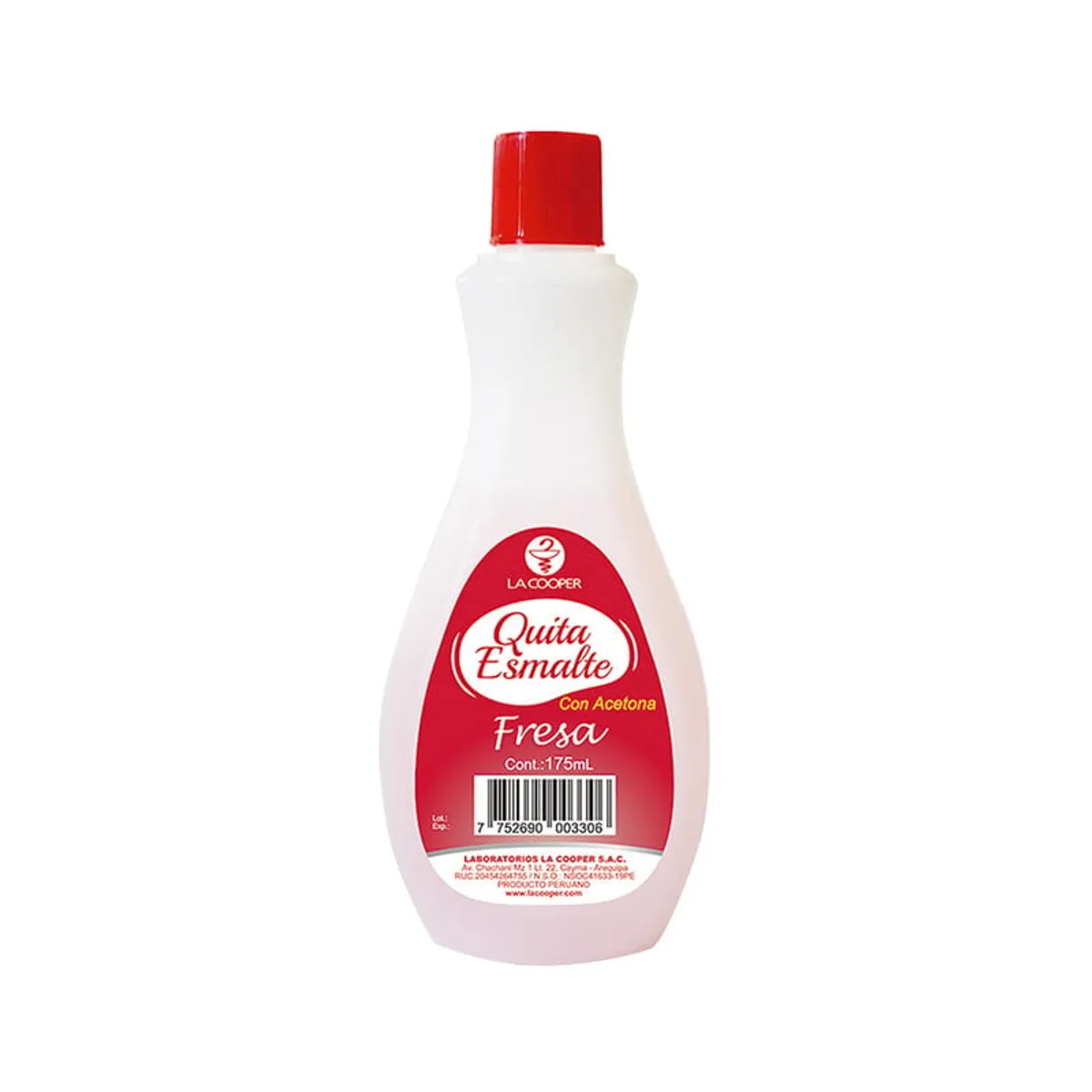 GENERICO - Quita Esmalte Con Acetona Fresa 165Ml - La Cooper
