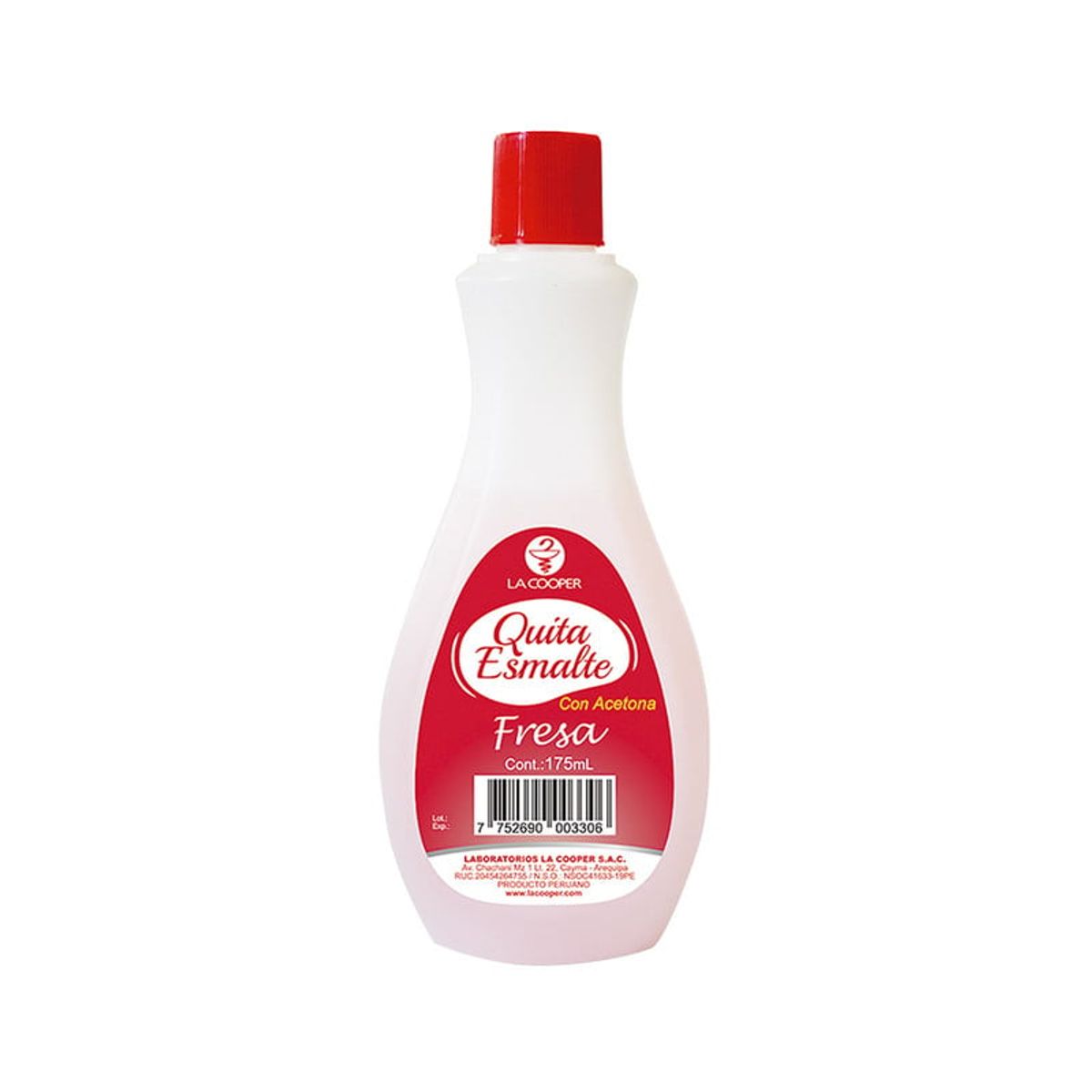 GENERICO - Quita Esmalte Con Acetona Fresa 165Ml - La Cooper