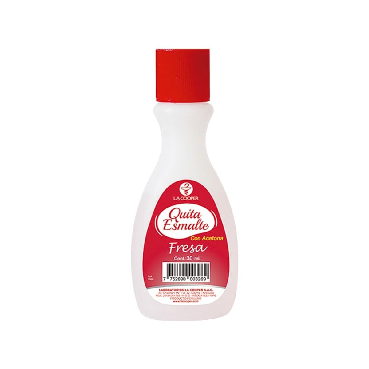 GENERICO - Quita Esmalte Con Acetona Fresa 30Ml - La Cooper