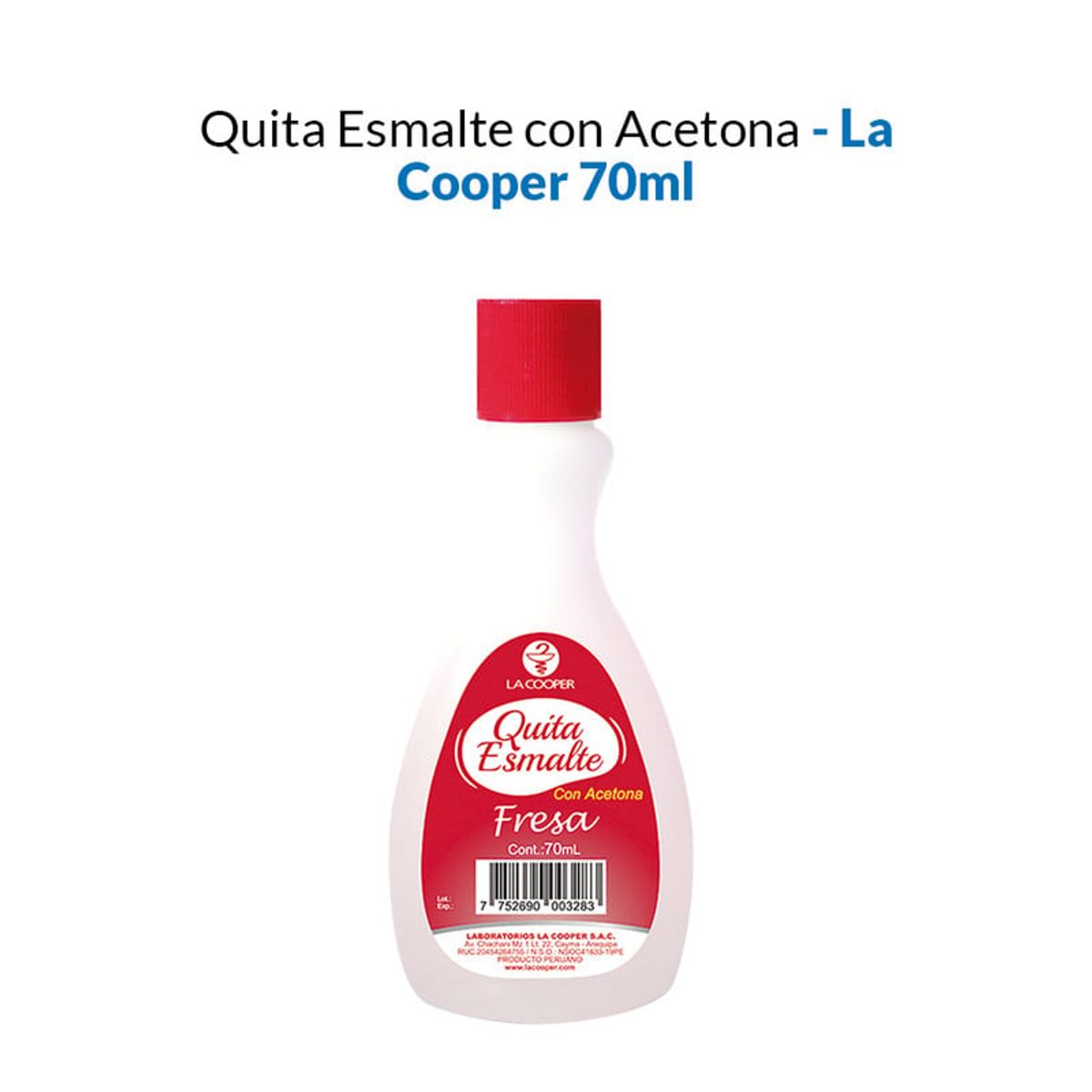 GENERICO - Quita Esmalte Con Acetona Fresa 70Ml - La Cooper