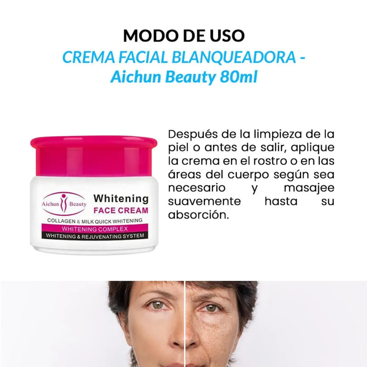 GENERICO - Crema Facial Blanqueadora 80Ml - Aichun Beauty