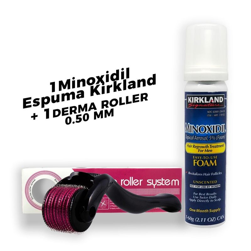 GENERICO - 1 Minoxidil Espuma Kirkland + 1 Derma Roller 050 mm