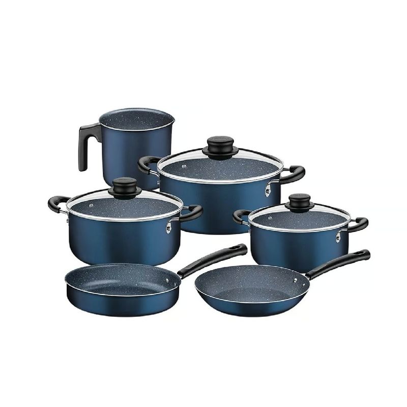 TRAMONTINA - Set Juego de Ollas de Cocina Tramontina Paris Granito 9 Piezas