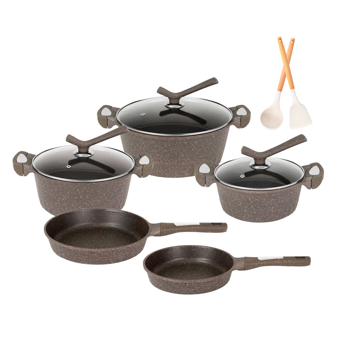 DECOKASA - Juego de Ollas Antiadherente y Accesorios 10 PCS - Signature ST03
