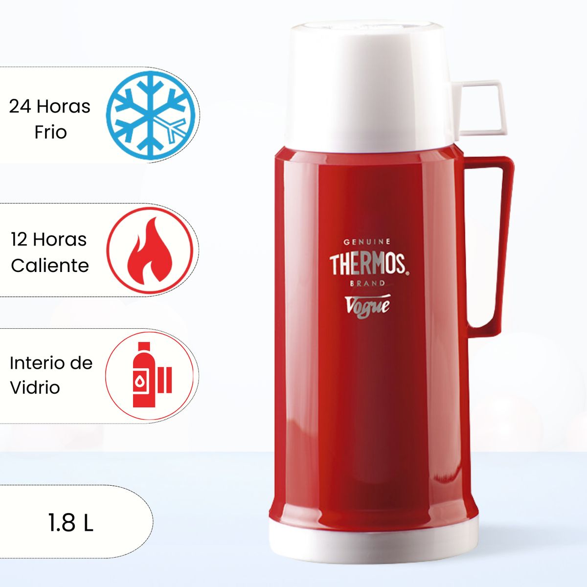 THERMOS - Termo de Bebida para Hogar VOGUE 1.8 Lt Rojo