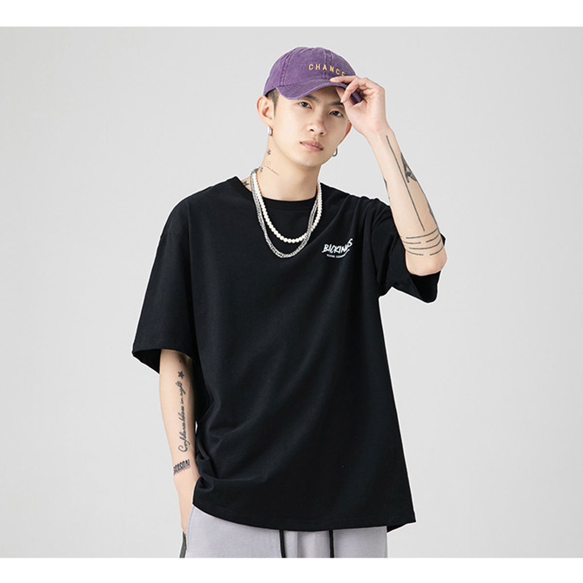 BLWOENS - Camiseta de manga corta de verano para hombres y mujeres - Negro