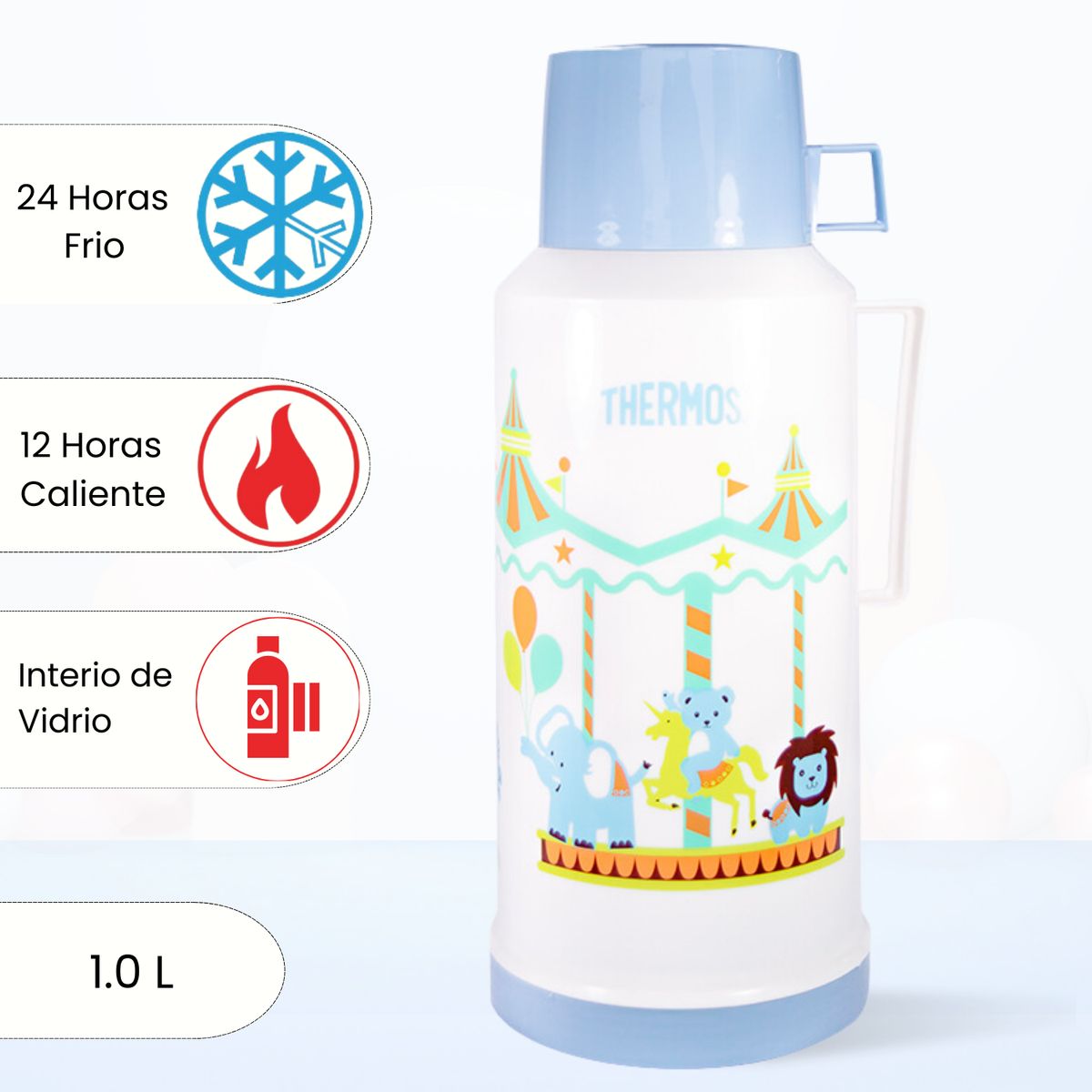 THERMOS - Termo de Bebida para Hogar VOGUE Niños 1.0 Lt Celeste