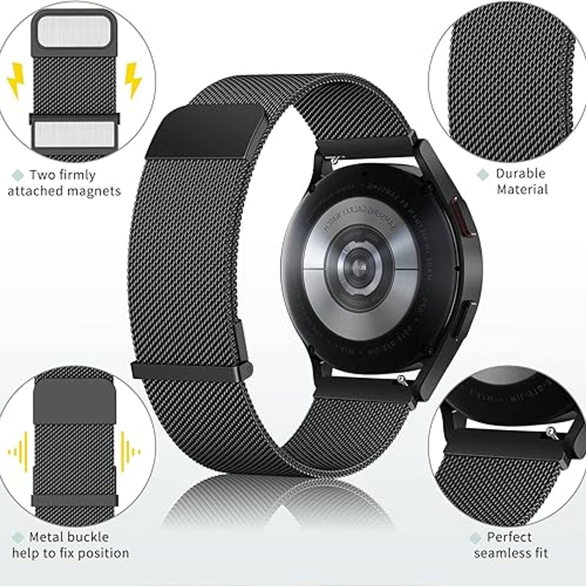 GENERICO - Correa Milanese para Samsung Galaxy Watch 7 44mm - Negro