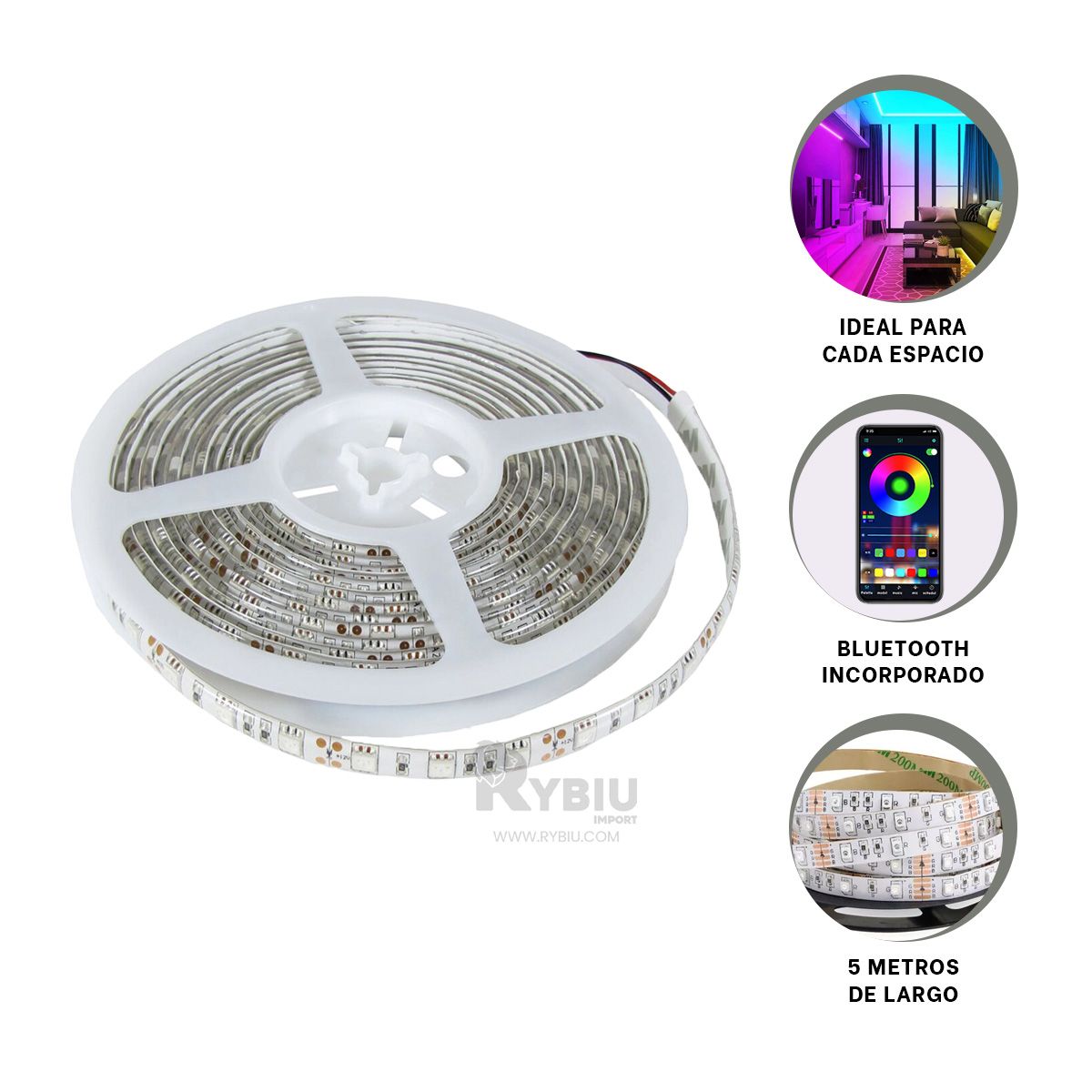 RYBIU IMPORT - Led con Iluminacion Controlada Multicolor Y+Gift MiniAgenda