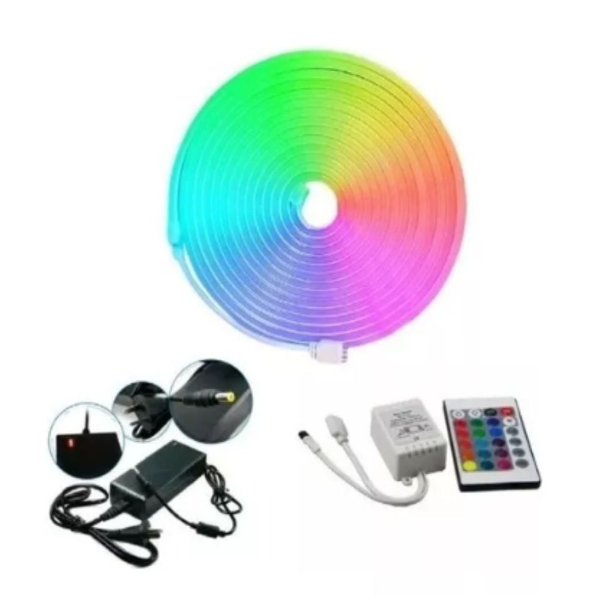 GENERICO - Luz Led Neón Calido 5m +fuente De Poder 12v+conector Hembra