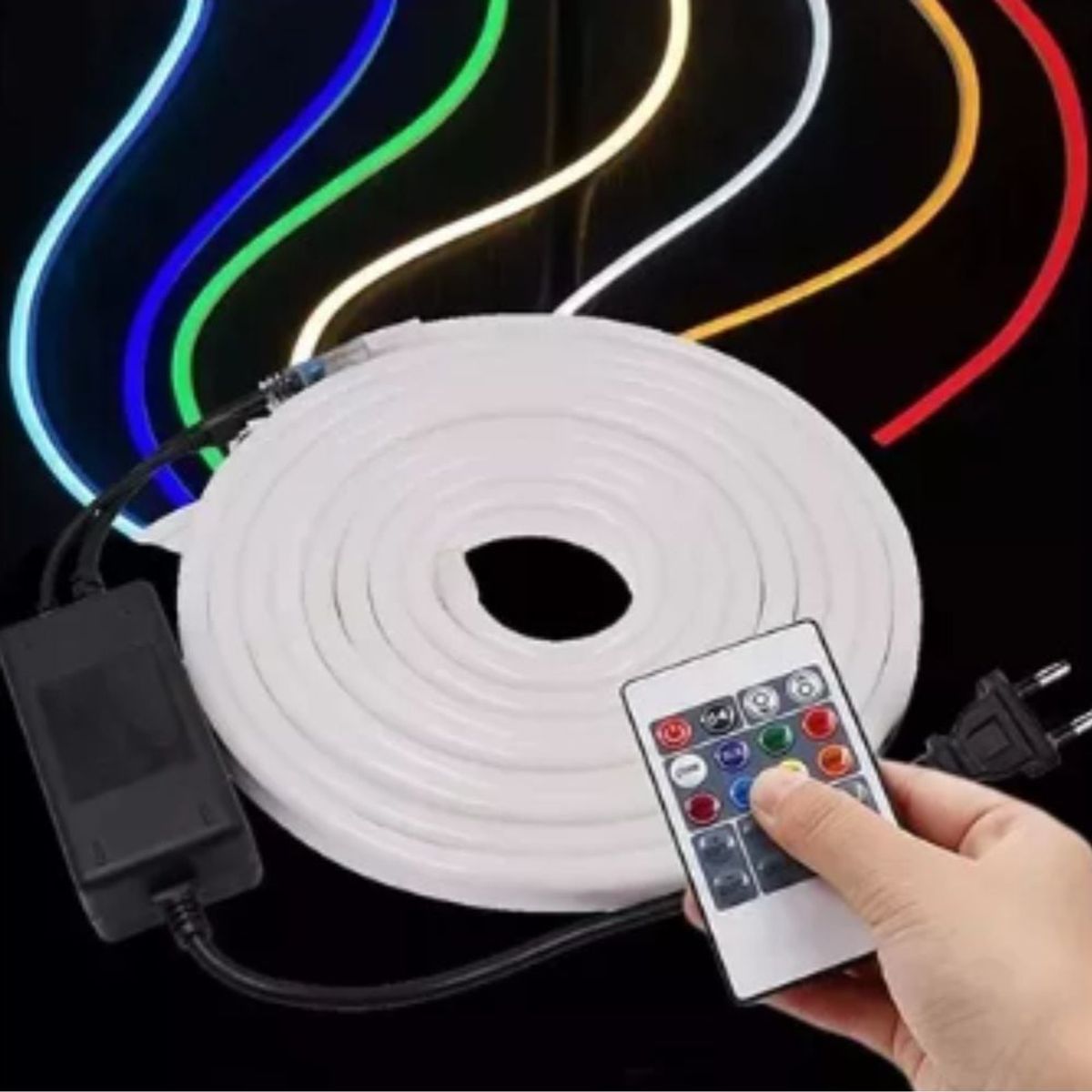 GENERICO - Luz Led Neón Calido 5m +fuente De Poder 12v+conector Hembra