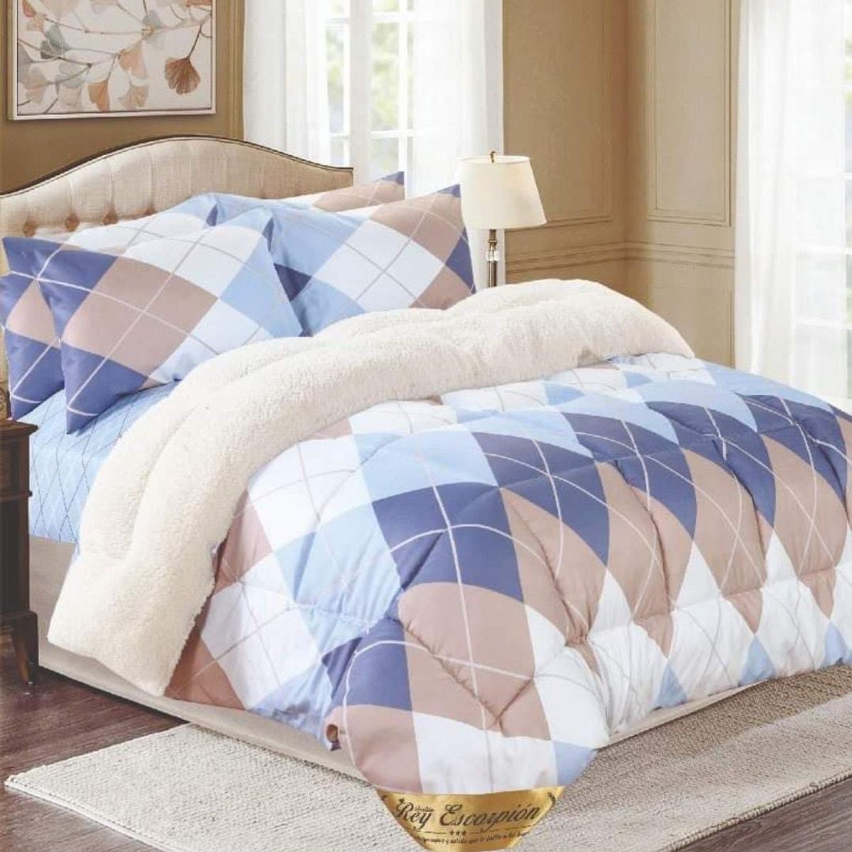 GENERICO - EDREDÓN TELA CON SHERPA EN 3 PLZ( KING SIZE)