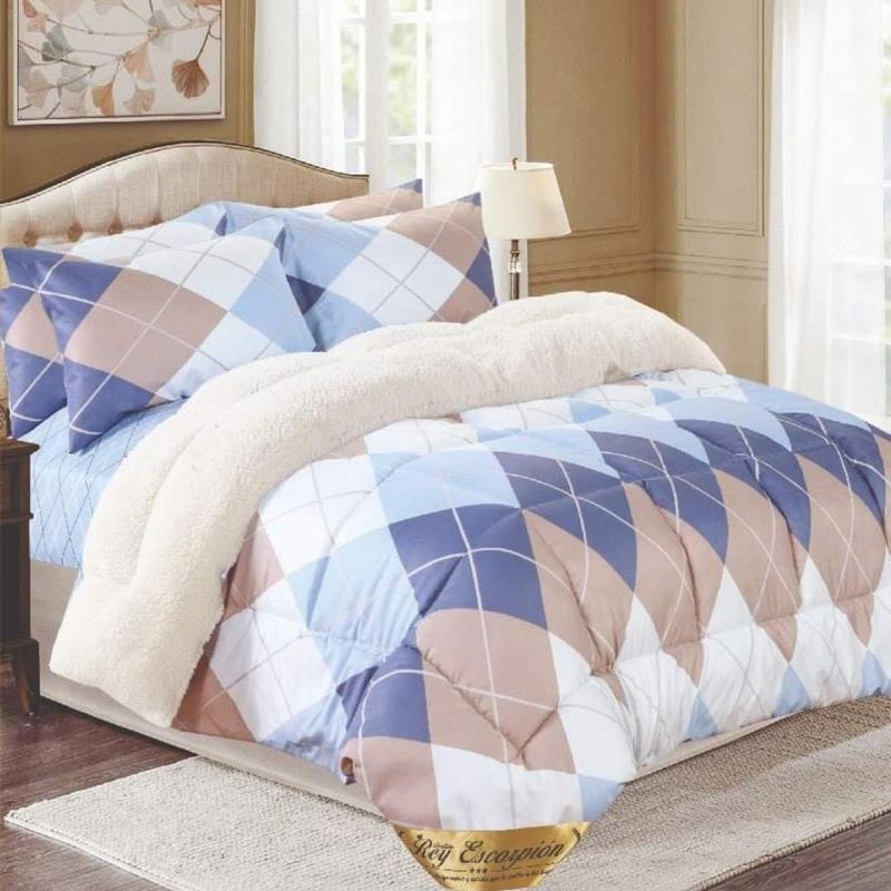 GENERICO - EDREDÓN TELA CON SHERPA EN 3 PLZ( KING SIZE)