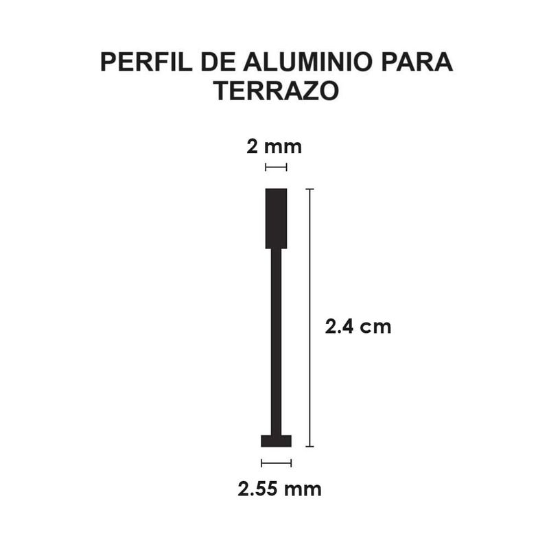 GENERICO - PERFIL DE ALUMINIO PARA TERRAZO 24X2MM 6M