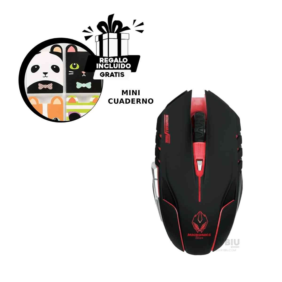 RYBIU IMPORT - Raton Inalambrico para Esports Negro Y+Envoltorio de Regalo