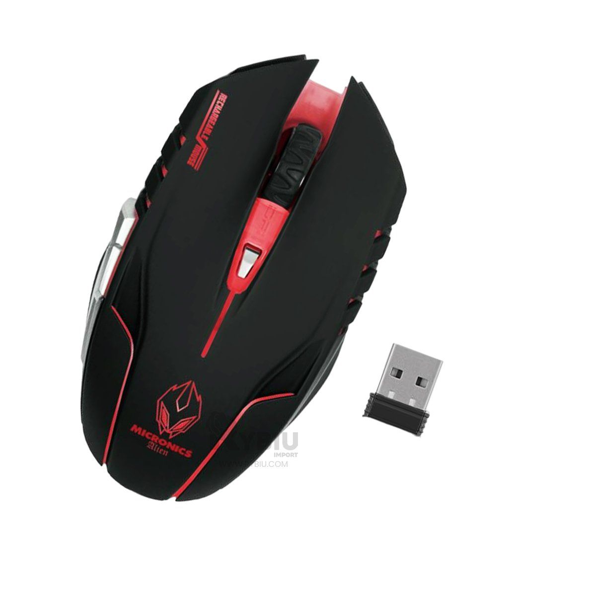 RYBIU IMPORT - Raton Inalambrico para Esports Negro Y+Envoltorio de Regalo