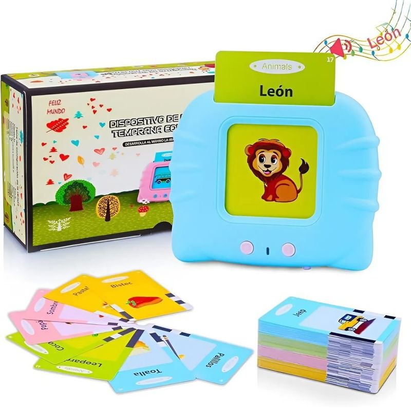 GENERICO - Juguete Educativo Portátil Tarjetas Flash Interactivas Audibles Bilingües para Niño