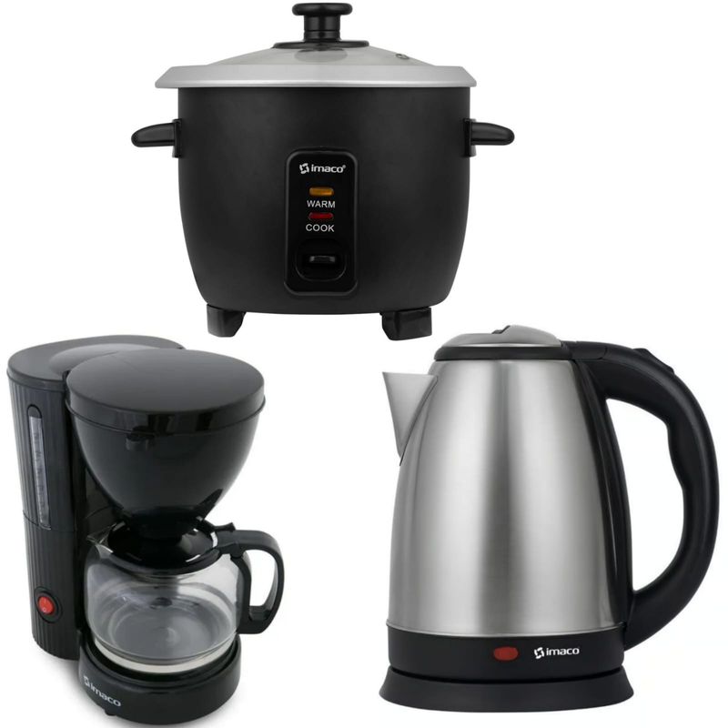 IMACO - Olla Arrocera + Hervidor Eléctrico KE1801 y Cafetera 6 tazas IMACO