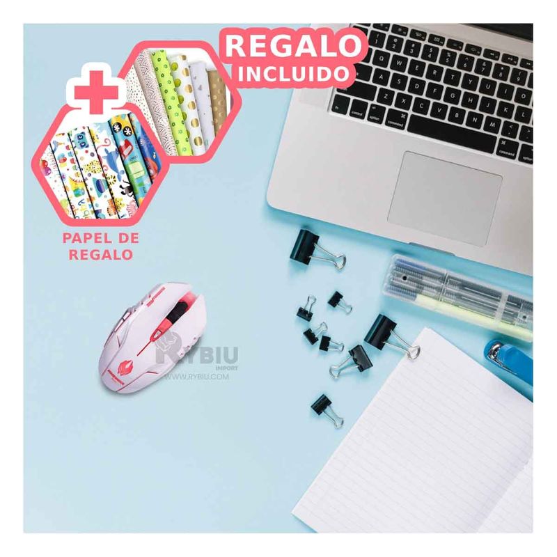 RYBIU IMPORT - Cursor Gamer M834 en Color Blanco Y+Post-it Adhesivos