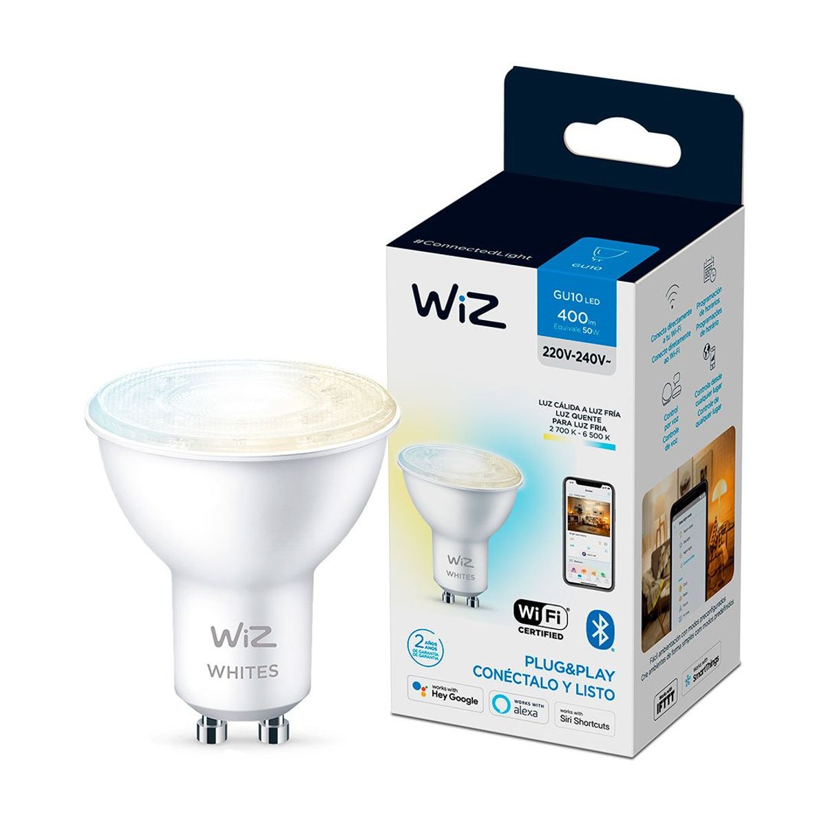 WIZ - WIZ Foco LED Dicroico WIFI Inteligente Luz Blanca GU10 400Lm
