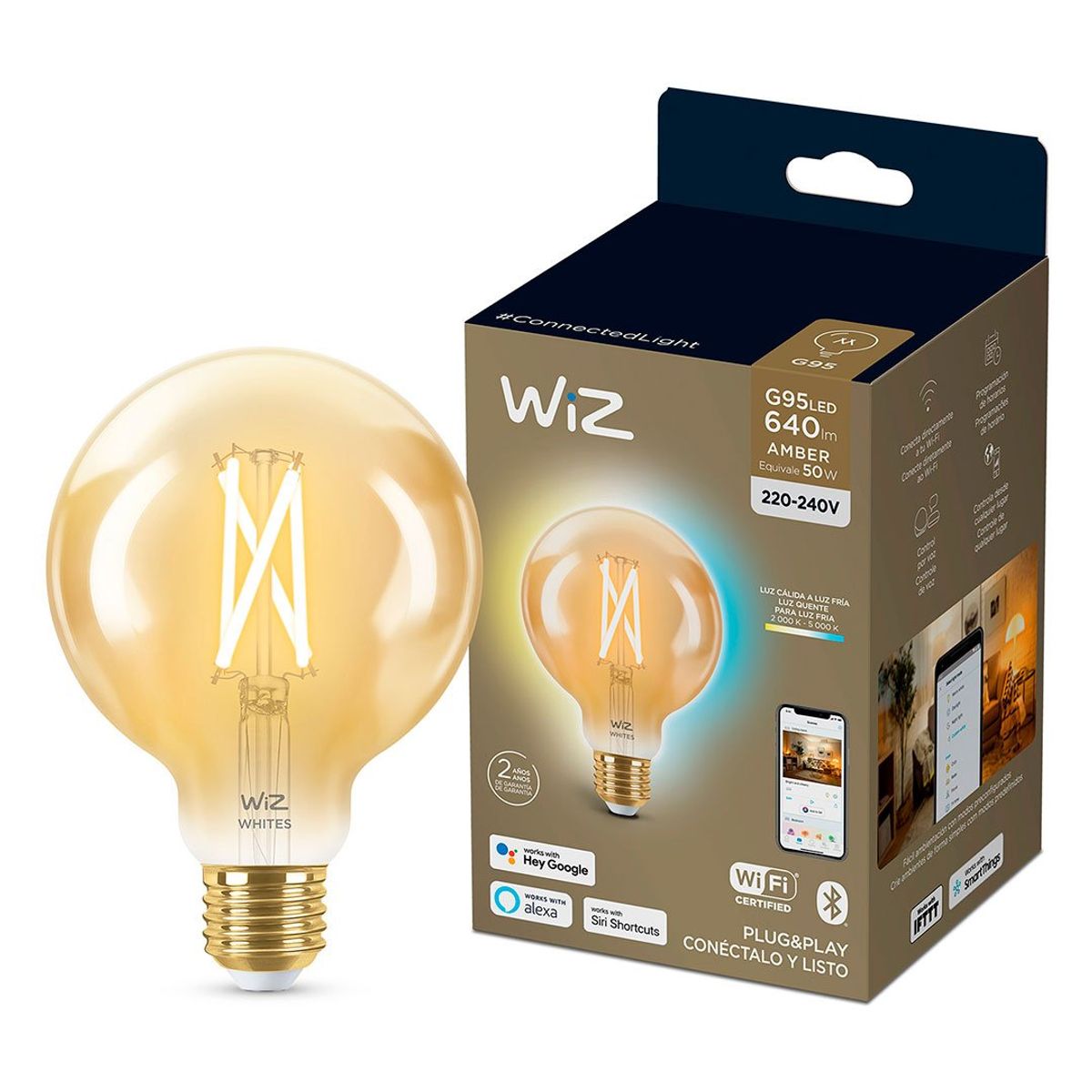 WIZ - WIZ Foco LED WIFI Inteligente Globo Filamento Vintage Ambar G95 E27