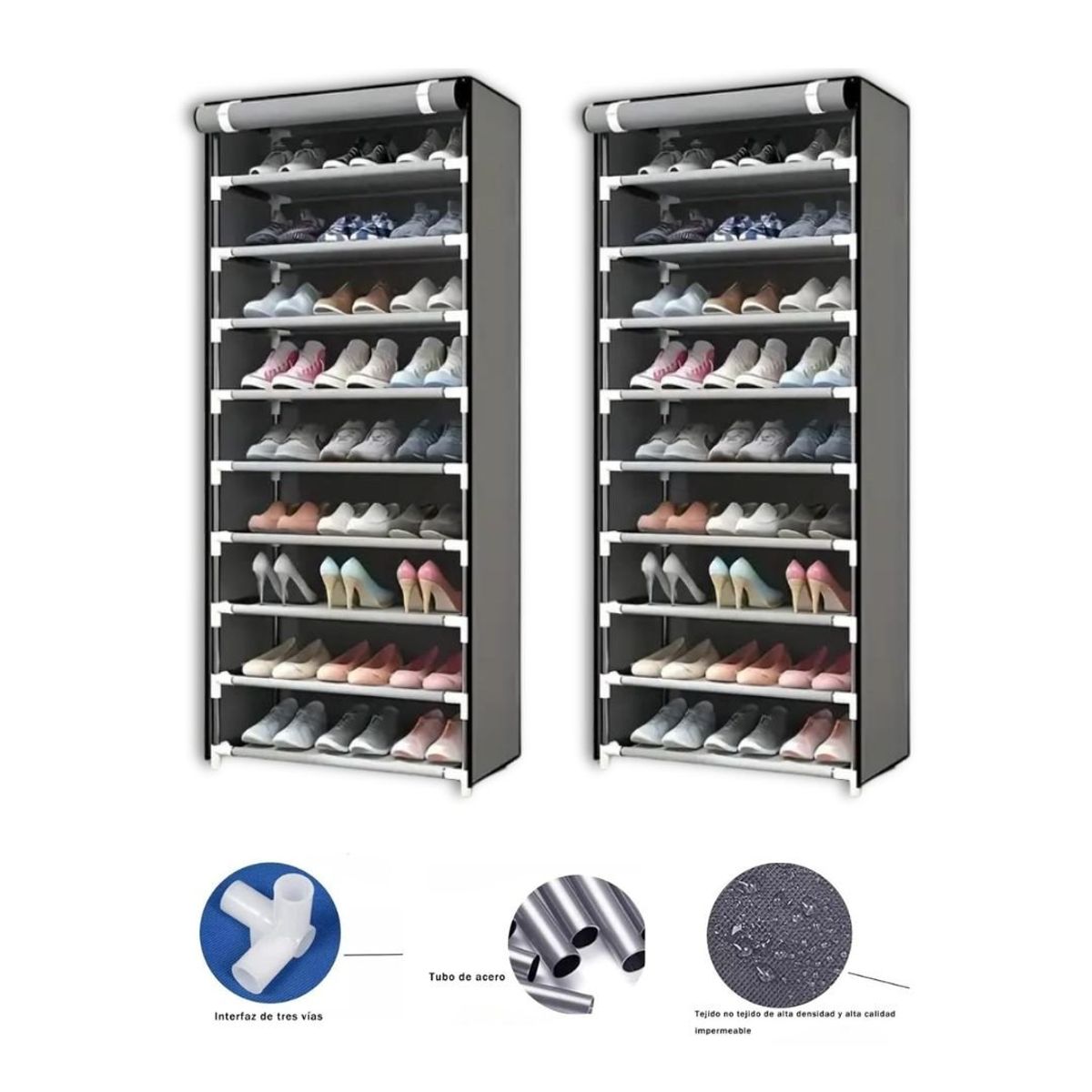 GENERICO - Organizador Zapatero Desmontable Hermético 9Niveles x2Unids