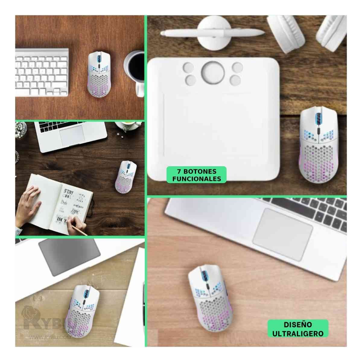 RYBIU IMPORT - Raton con Tecnologia de Precision Blanco Y+Regalo Stickers