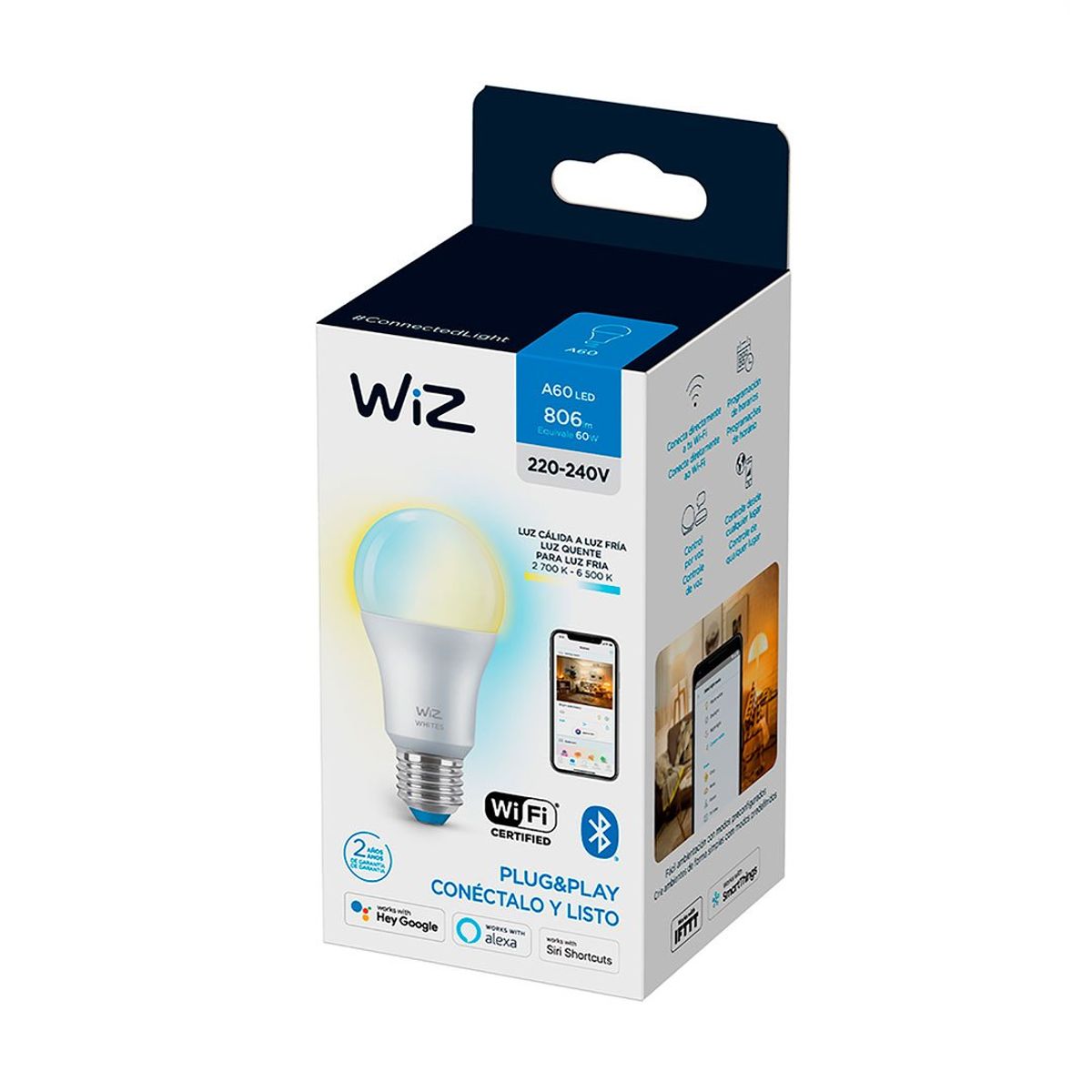 WIZ - WIZ Foco LED Ampolleta WIFI Inteligente Luz Blanca A60 E27