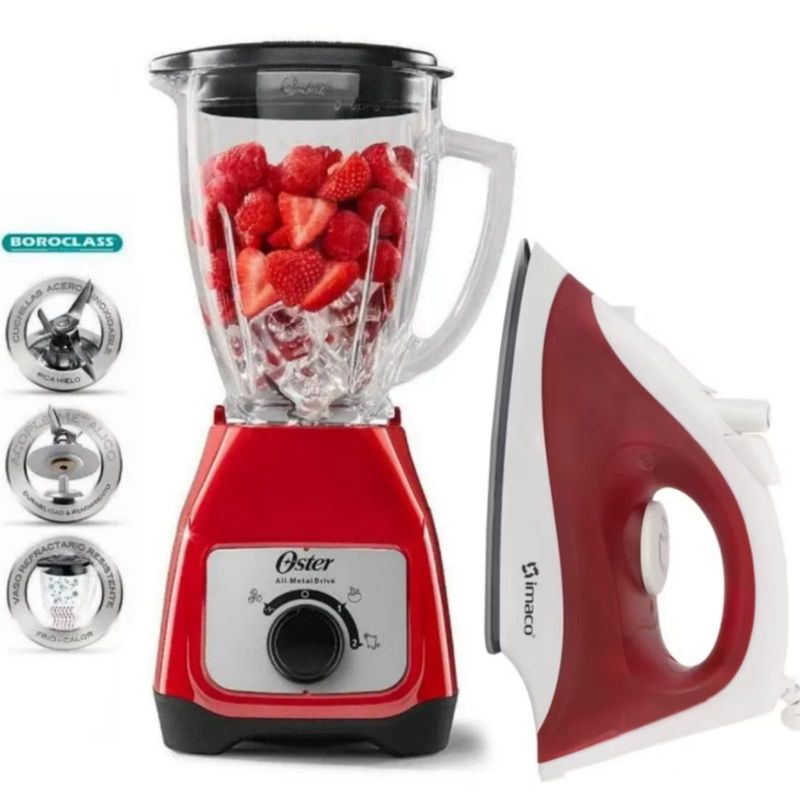 OSTER - Licuadora 2Vel OSTER BLSTKAG-RRD + Plancha a vapor ETA600 IMACO