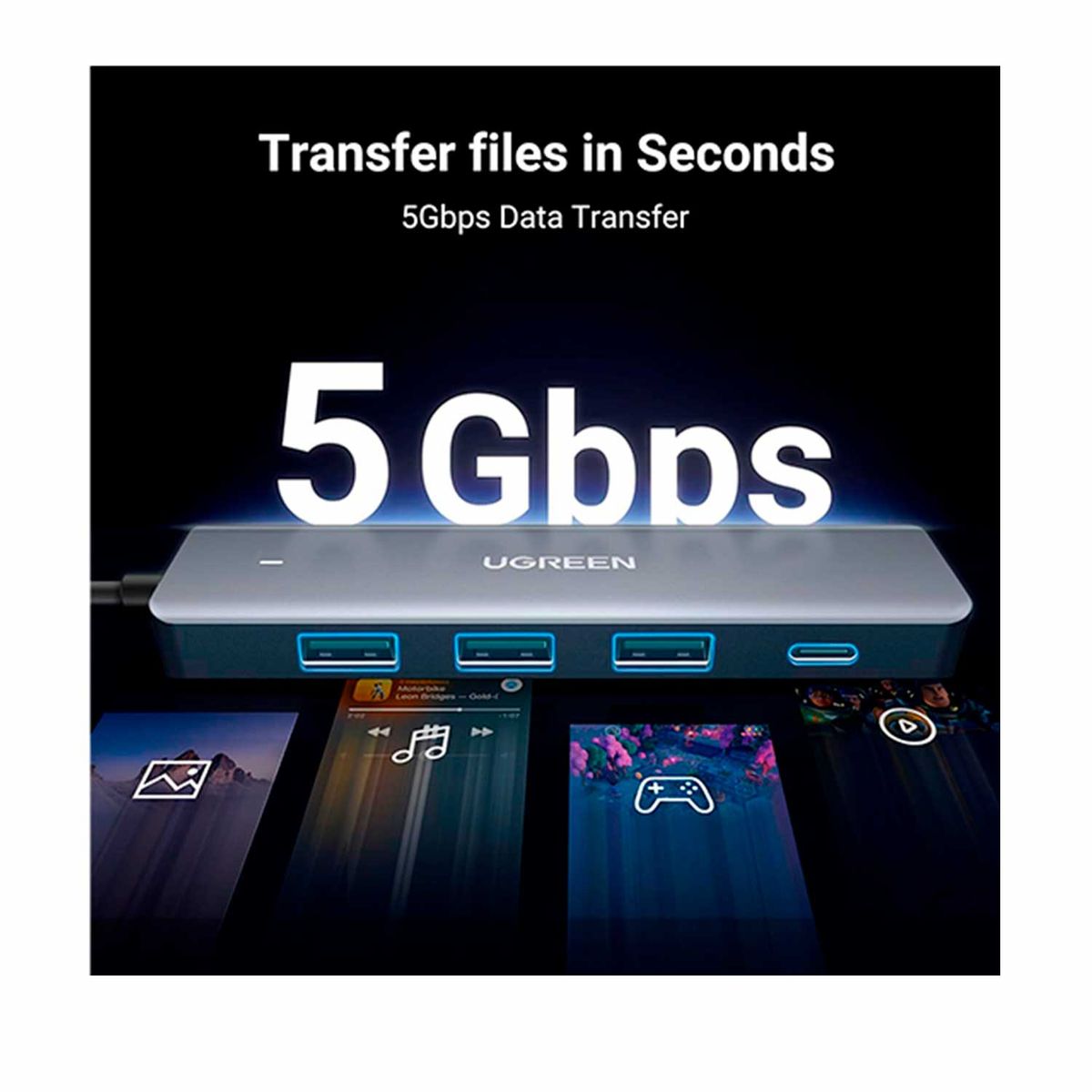 UGREEN - Adaptador Hub Ugreen 4 Port Usb 3.0 Hub Cm219-15920