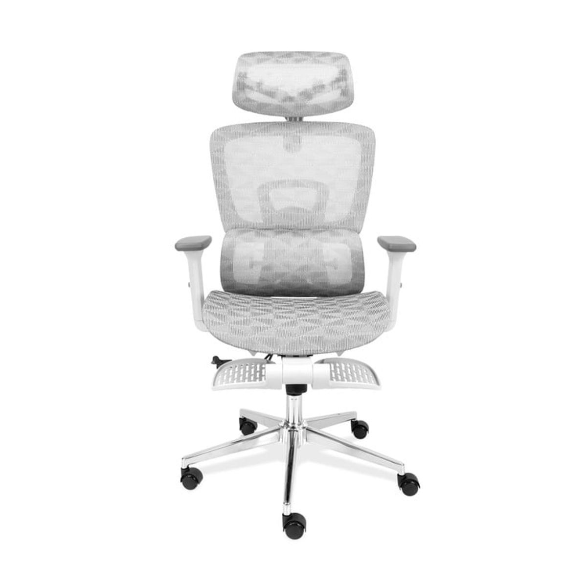 XION - SILLA DE OFICINA MALLA CON REPOSAPIÉS Y POSABRAZO 4D 135° MADRID GRIS