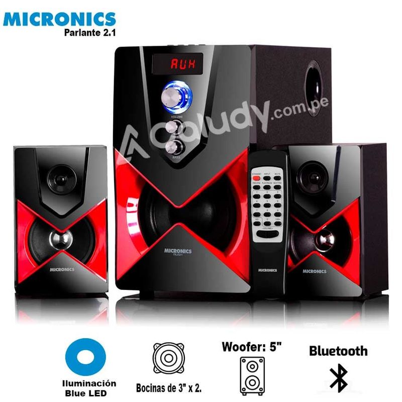 MICRONICS - Parlante MICRONICS 2.1 Rush - MIC S7512BT Bluetooth USB / Micro SD FM