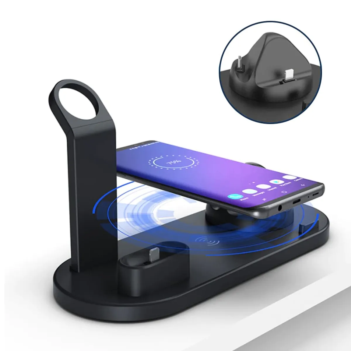 GENERICO - Cargador Inalámbrico 3 en 1 Carga Rápida Audífonos Iphone y Android