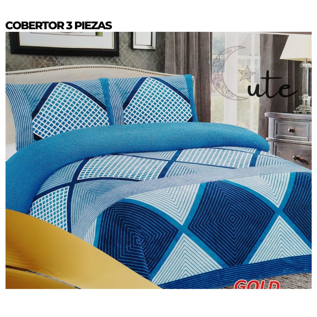 CUTE - COBERTOR 2 PLAZAS PIEL DE DURAZNO CON SHERPA