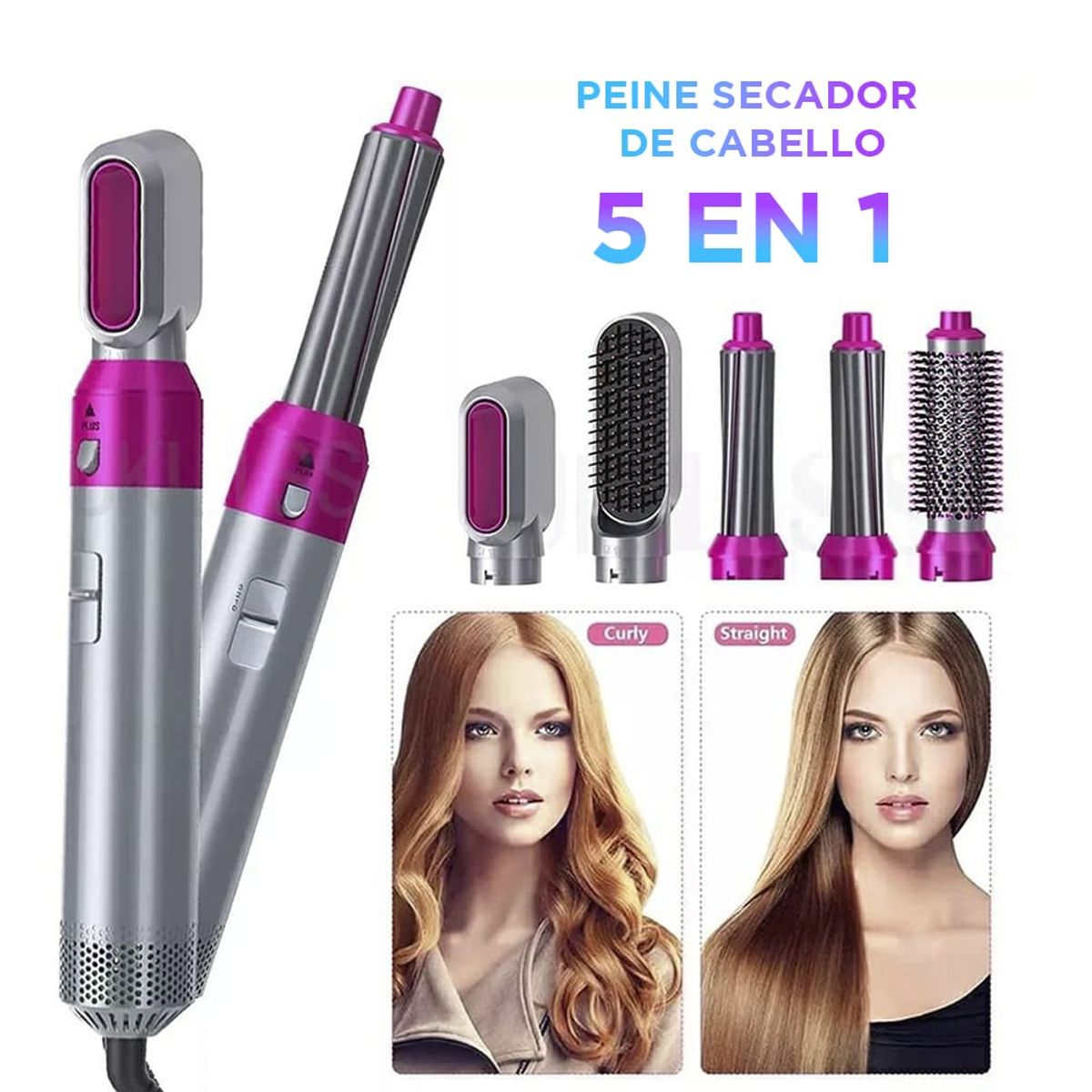 GENERICO - Peine Cepillo Secador 5 en 1 Multiuso para Cabello y Alisa Anti Frizz